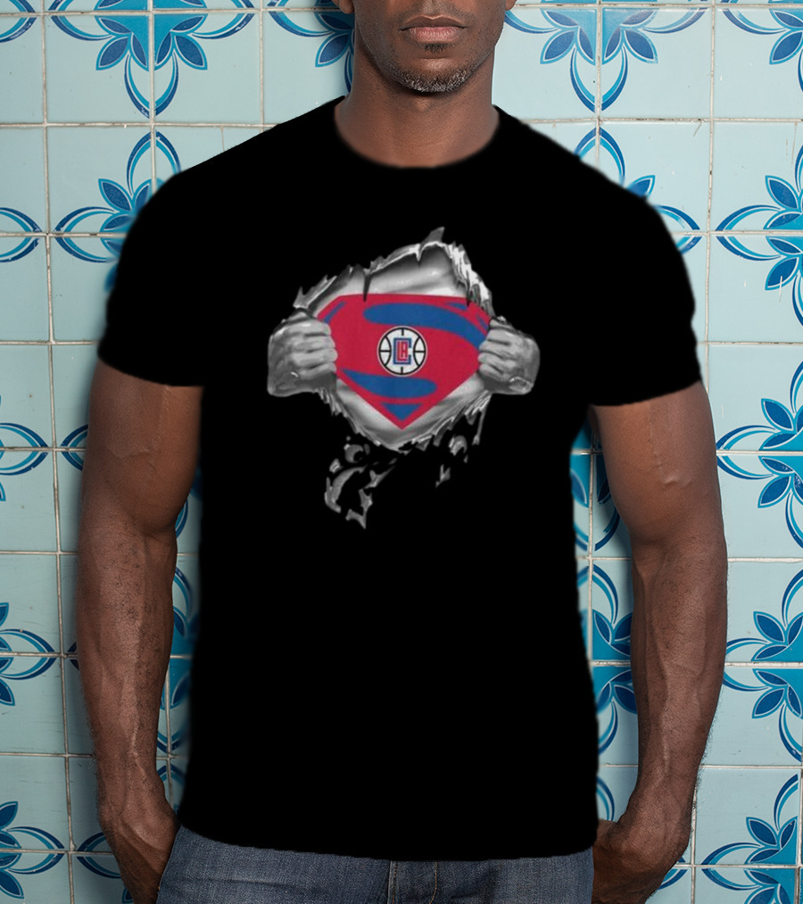 LA Clippers Superhero Emblem Reveal T-Shirt