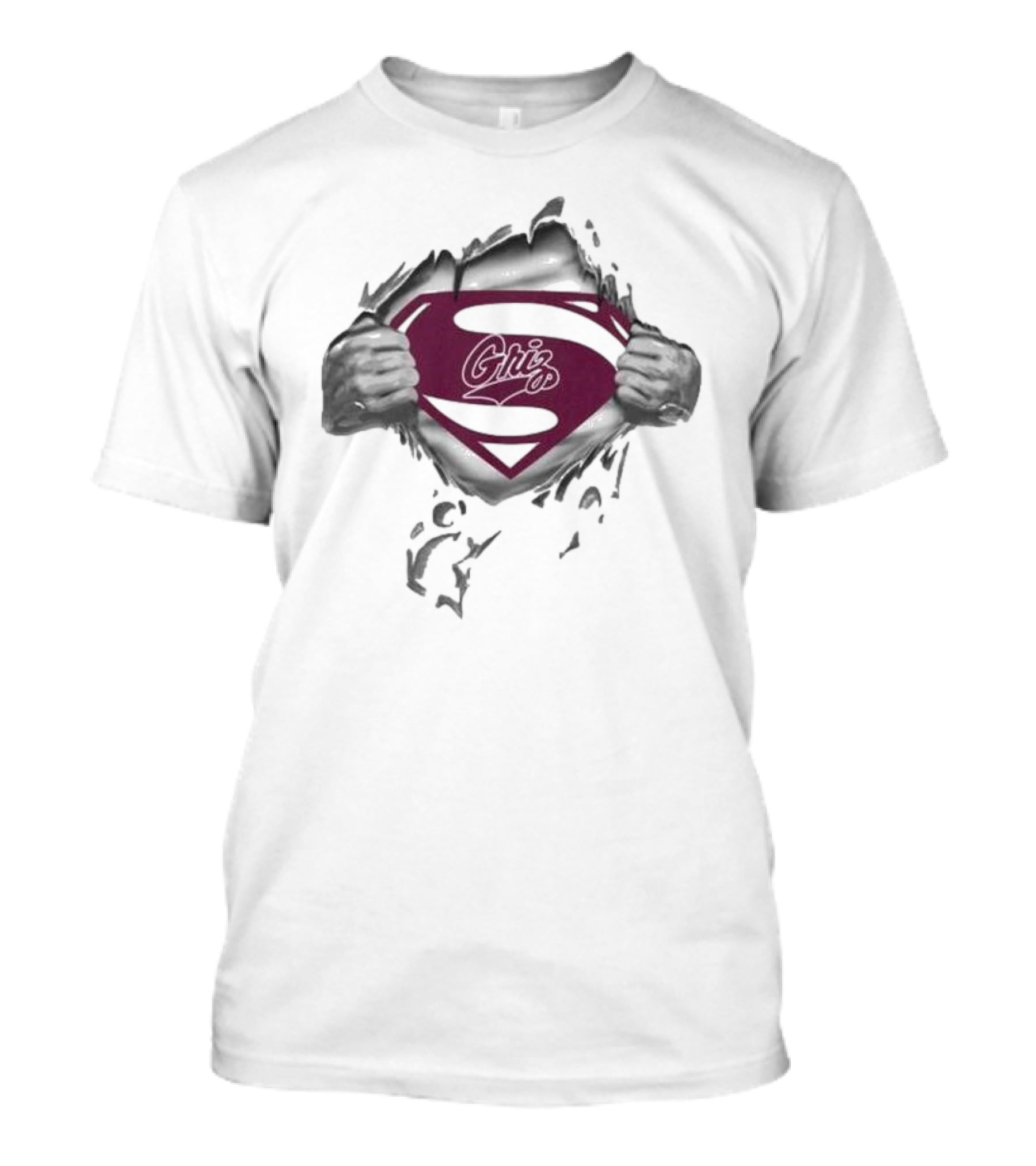 Montana Grizzlies Griz Superman Symbol Inside Ripped Chest T-Shirt