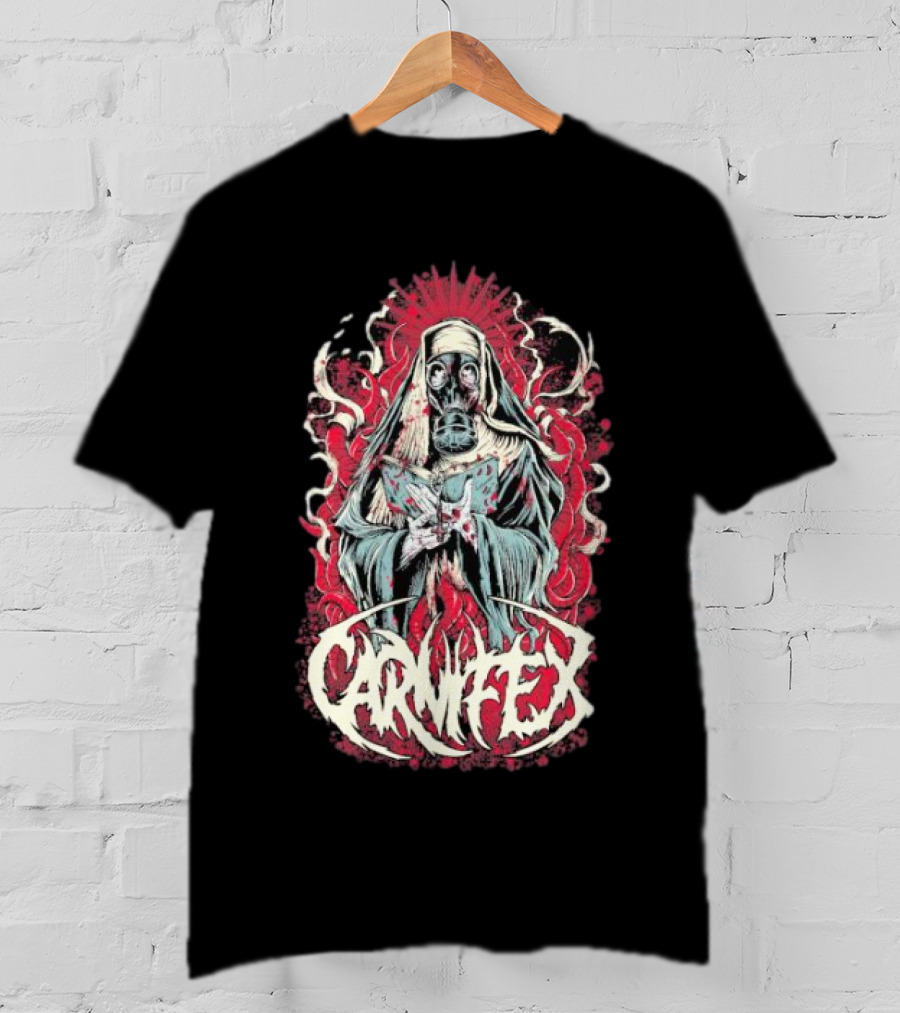 Carnifex Sister Rot Gas Mask Nun With Red Aura T-Shirt