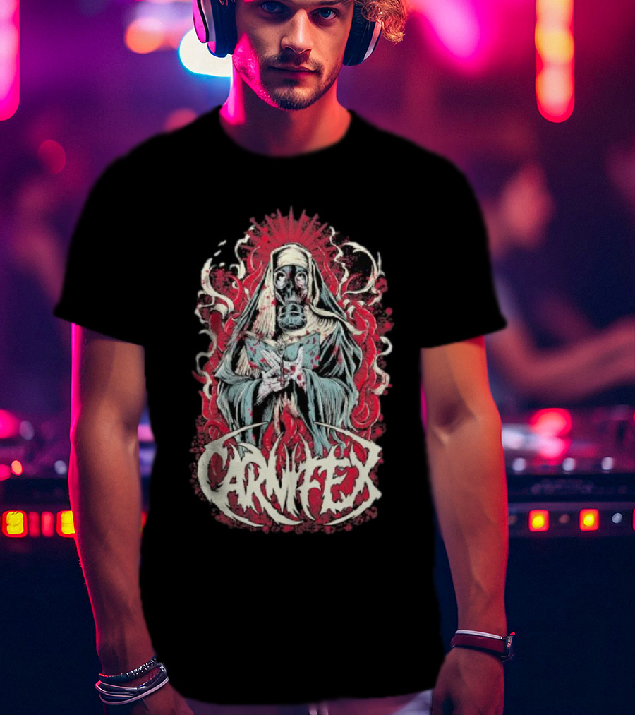Carnifex Sister Rot Gas Mask Nun With Red Aura T-Shirt