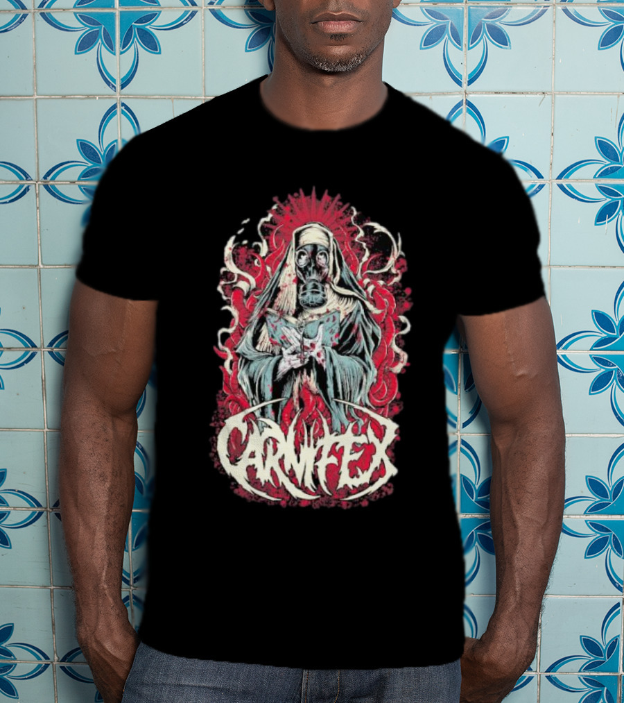 Carnifex Sister Rot Gas Mask Nun With Red Aura T-Shirt