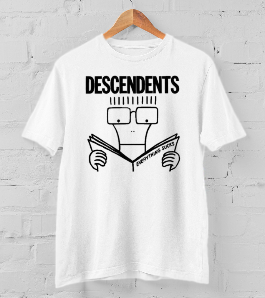 DESCENDENTS Everything Sucks Album Cover Cartoon Character Reading Book T-Shirt