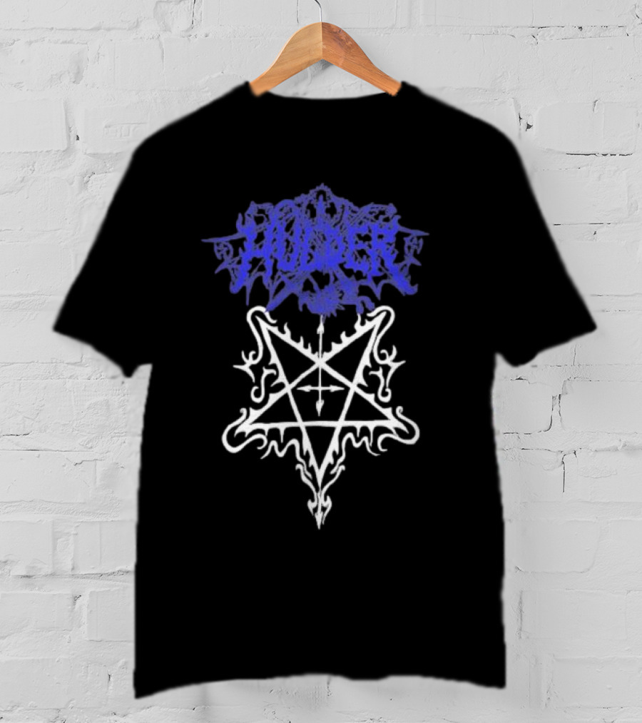 Hulder Pentagram Symbol With Decorative White Inverted Star And Blue T-Shirt
