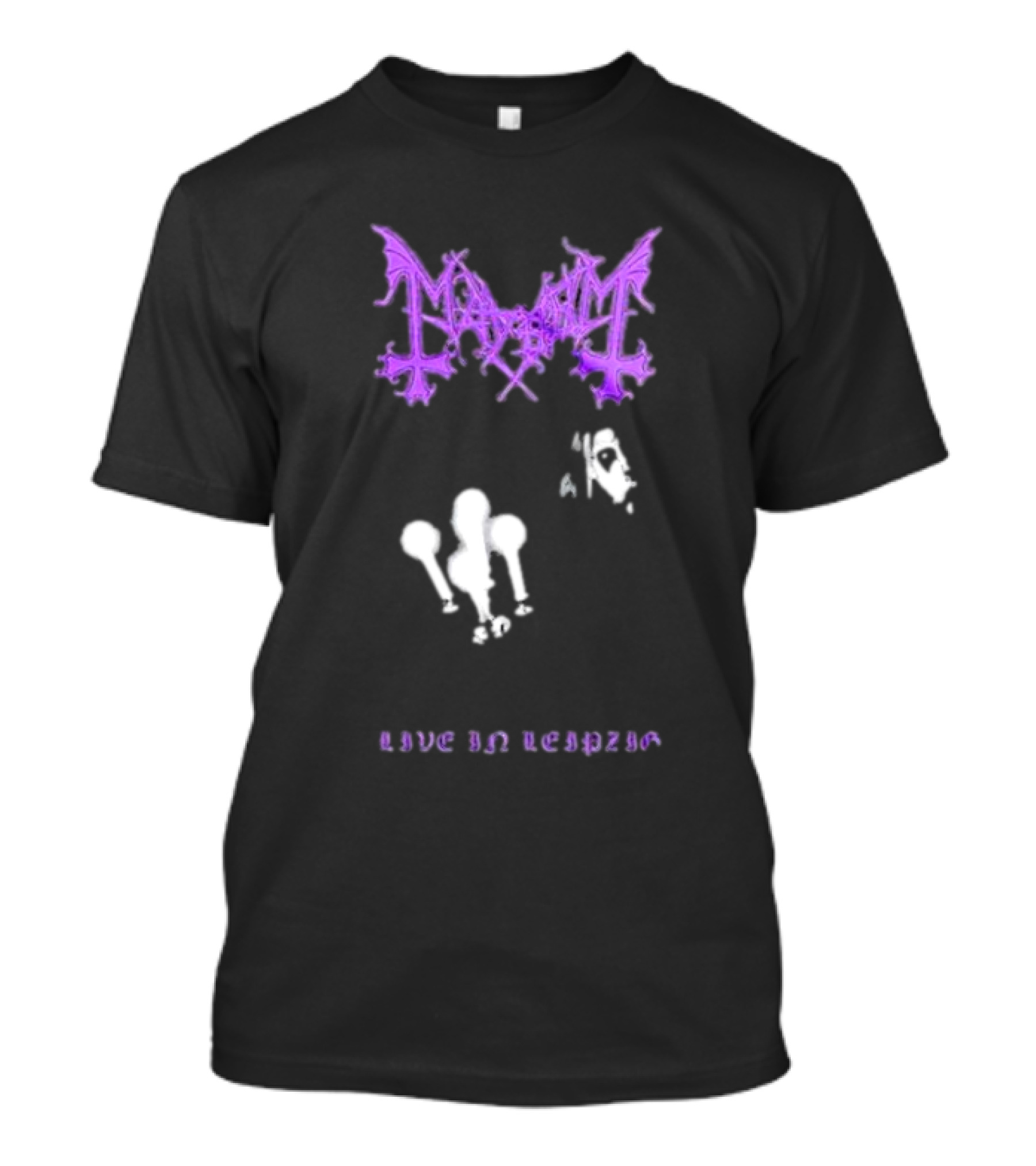 Mayhem Live In Leipzig Gothic Logo And Abstract Figure T-Shirt