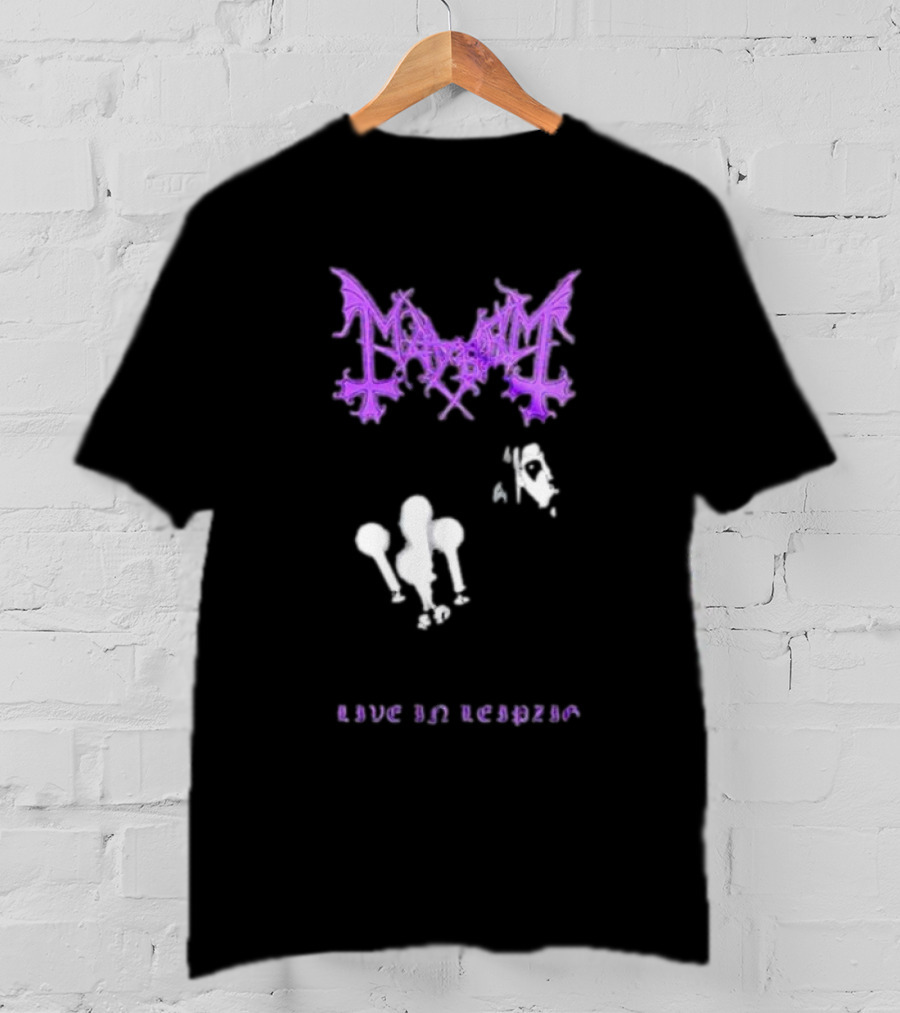 Mayhem Live In Leipzig Gothic Logo And Abstract Figure T-Shirt