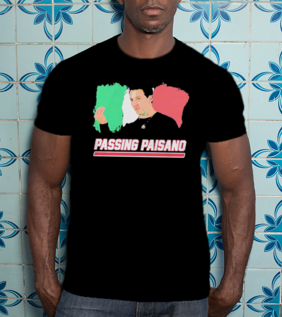 Passing Paisano Italian Gesture Flag Background T-Shirt