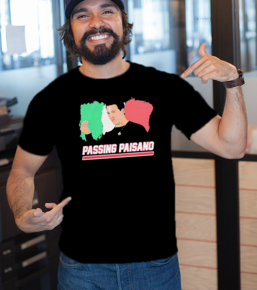 Passing Paisano Italian Gesture Flag Background T-Shirt