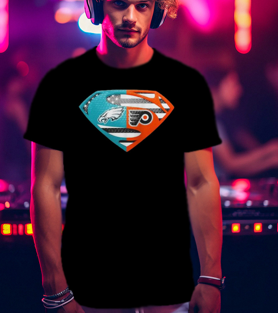 Philadelphia Eagles Philadelphia Flyers Superman Logo Mashup T-Shirt