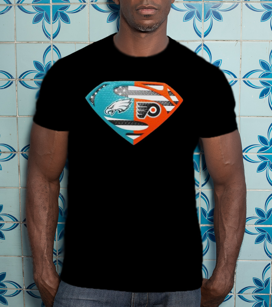 Philadelphia Eagles Philadelphia Flyers Superman Logo Mashup T-Shirt