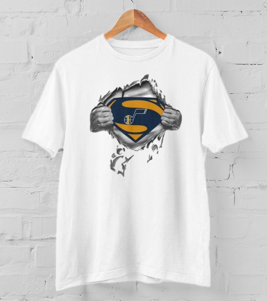 Utah Jazz Superman Logo Rip Open T-Shirt