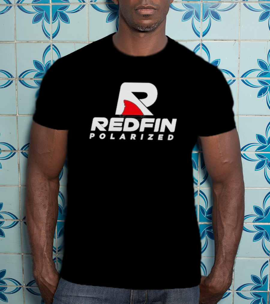 REDFIN POLARIZED R SHARK LOGO WHITE AND RED T-Shirt