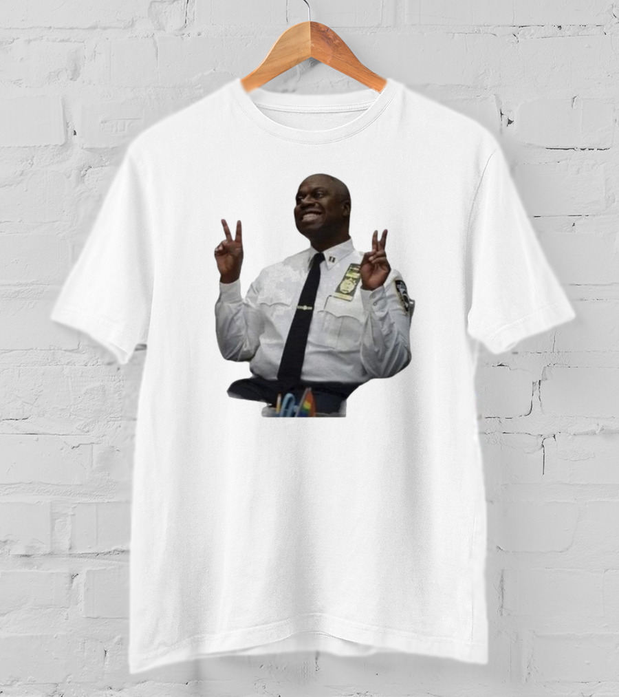 Smiling Captain Raymond Holt Andre Braugher Peace Signs Brooklyn Nine Nine T-Shirt