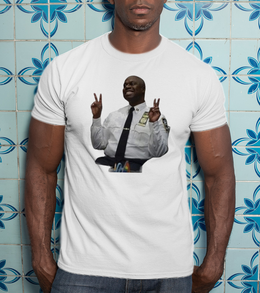 Smiling Captain Raymond Holt Andre Braugher Peace Signs Brooklyn Nine Nine T-Shirt