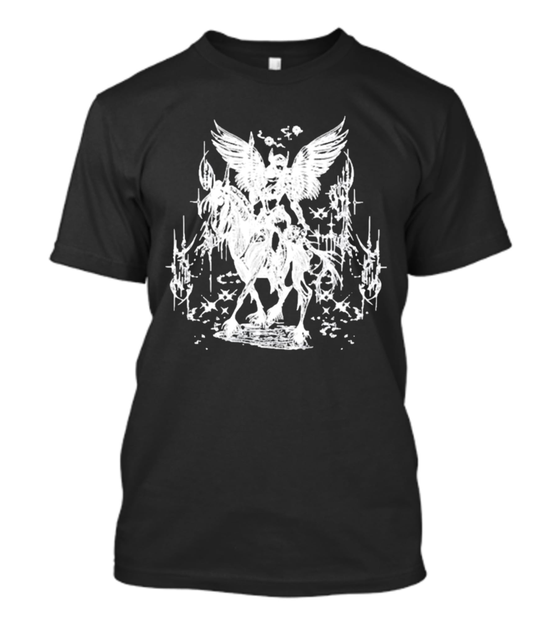 Valkyrae Vintage Dagger Angelic Horse Rider With Wings And Stars T-Shirt