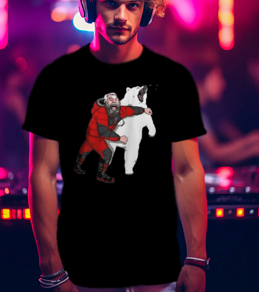 Blessed Bear Fighter Polar Punching Scene T-Shirt