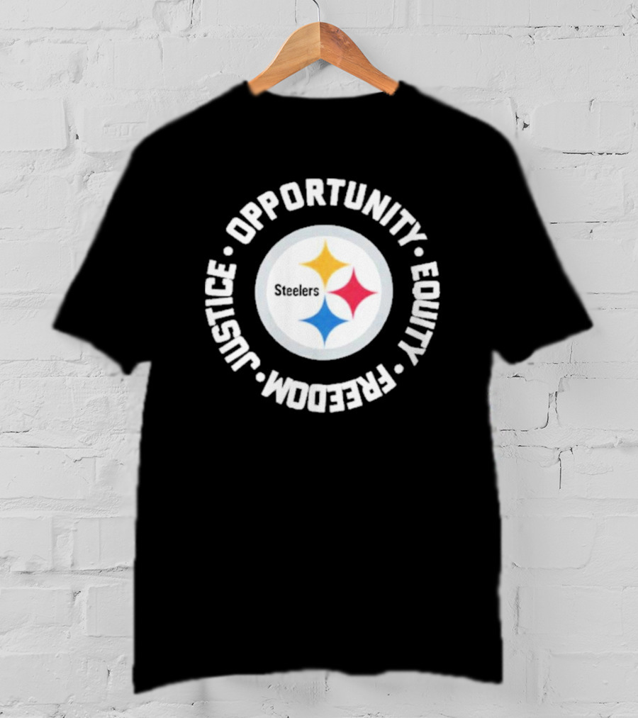 Pittsburgh Steelers Justice Opportunity Equity Freedom Circular Star T-Shirt