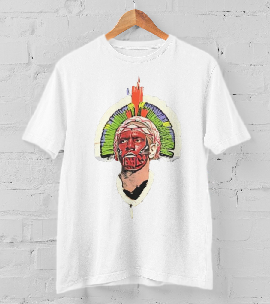 Quality Big Face Poatan Indigenous Headdress War Paint T-Shirt