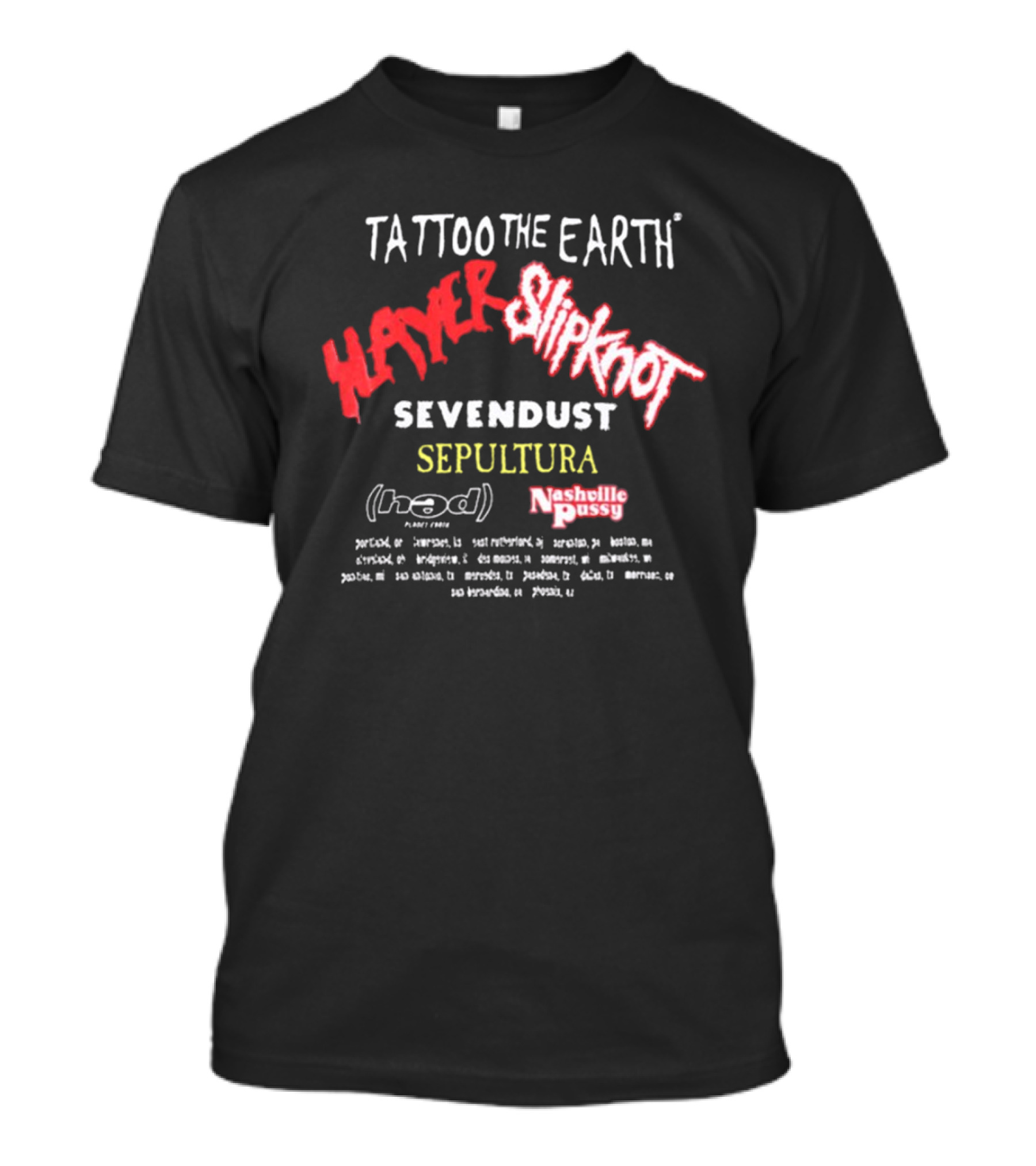 Tattoo The Earth 2000 Slayer Slipknot Sevendust Sepultura Tour T-Shirt