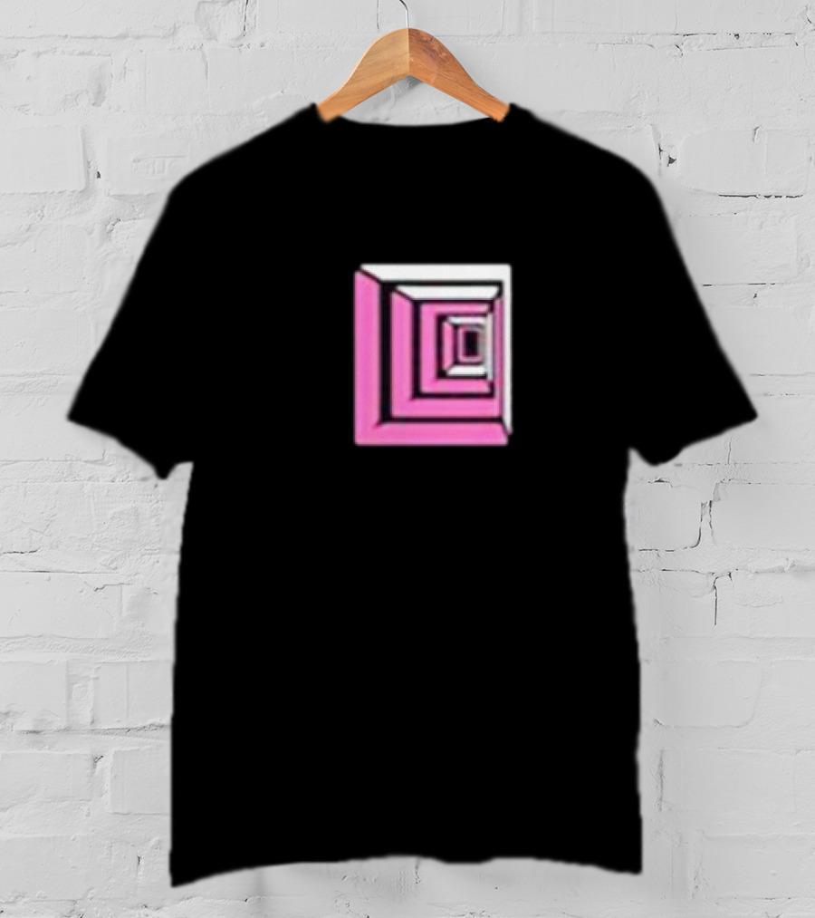 Shoplucid Pink Geometric Square Optical Illusion T-Shirt