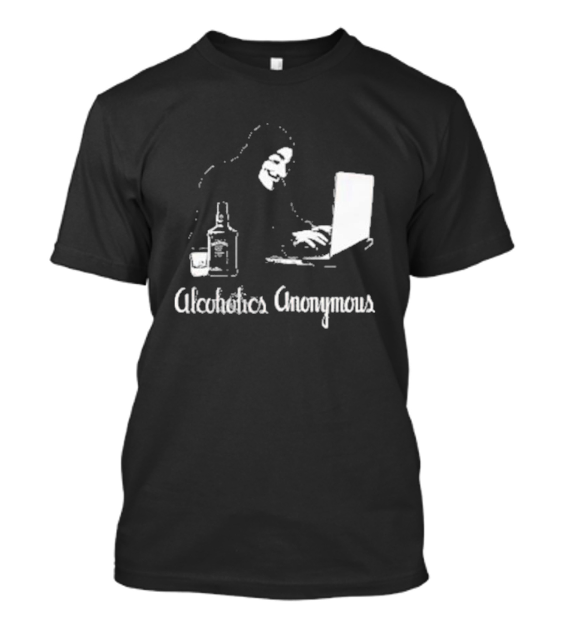 Alcoholics Anonymous Guy Fawkes Mask Hacker With Laptop T-Shirt