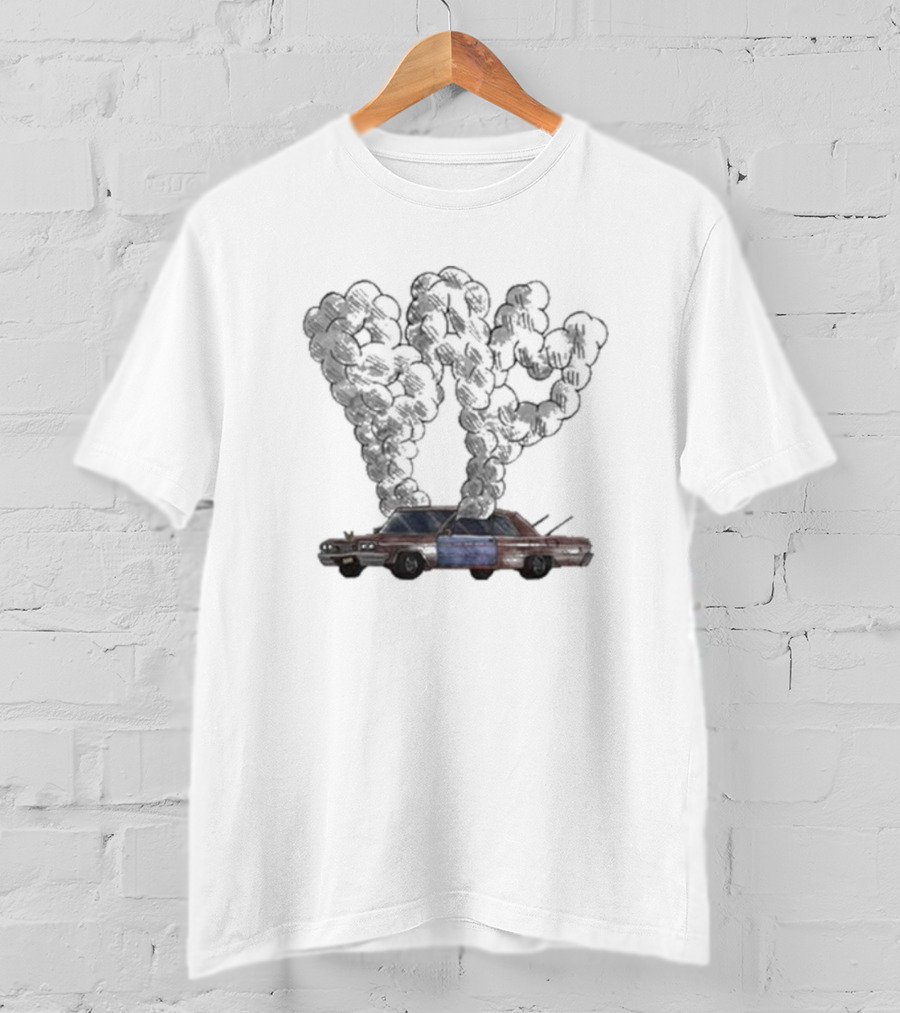 Kanel Joseph Bam Detailed Illustration Vintage Car Visual Exhaust Plumes T-Shirt