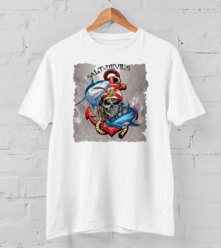 Salt Devils Pirate Skull Anchor Sharks T-Shirt