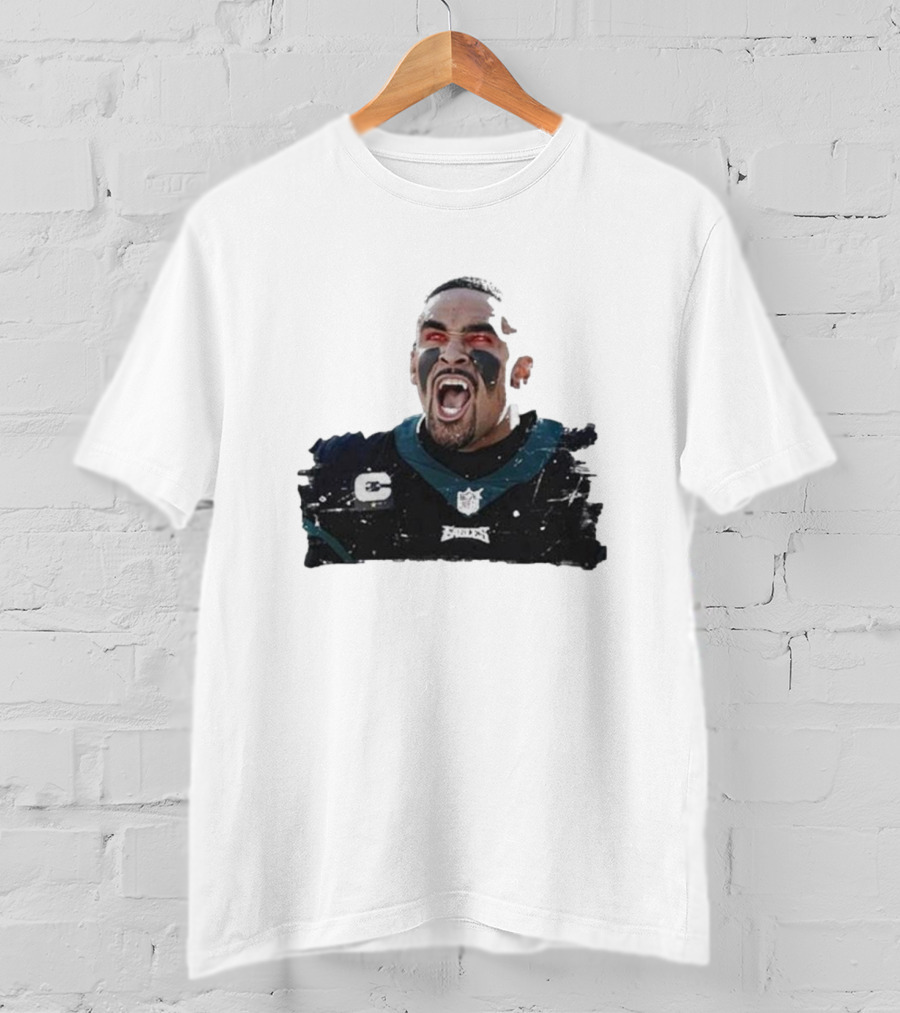 Quality Jalen Hurts Unleashed Fangs Out Eagles Football Action T-Shirt