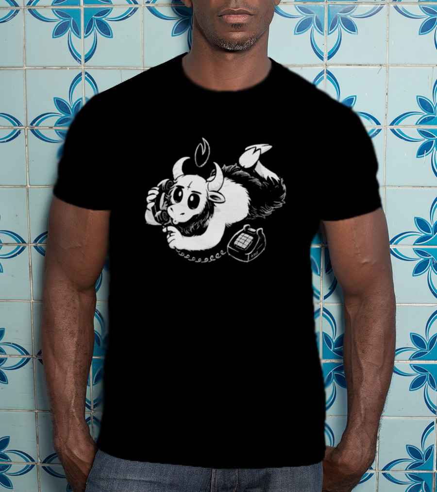Belzebubs Satan Calls Gothic Cartoon Sheep On Phone T-Shirt