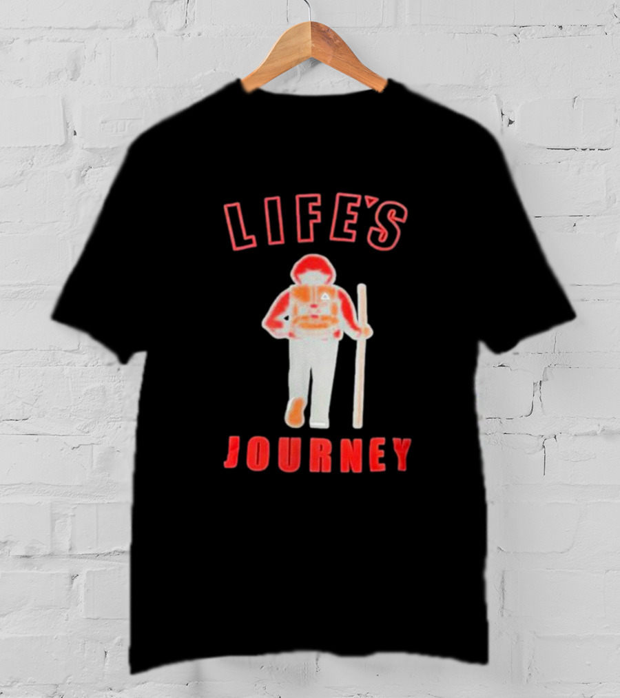 LIFE'S JOURNEY Hiker With Walking Stick T-Shirt