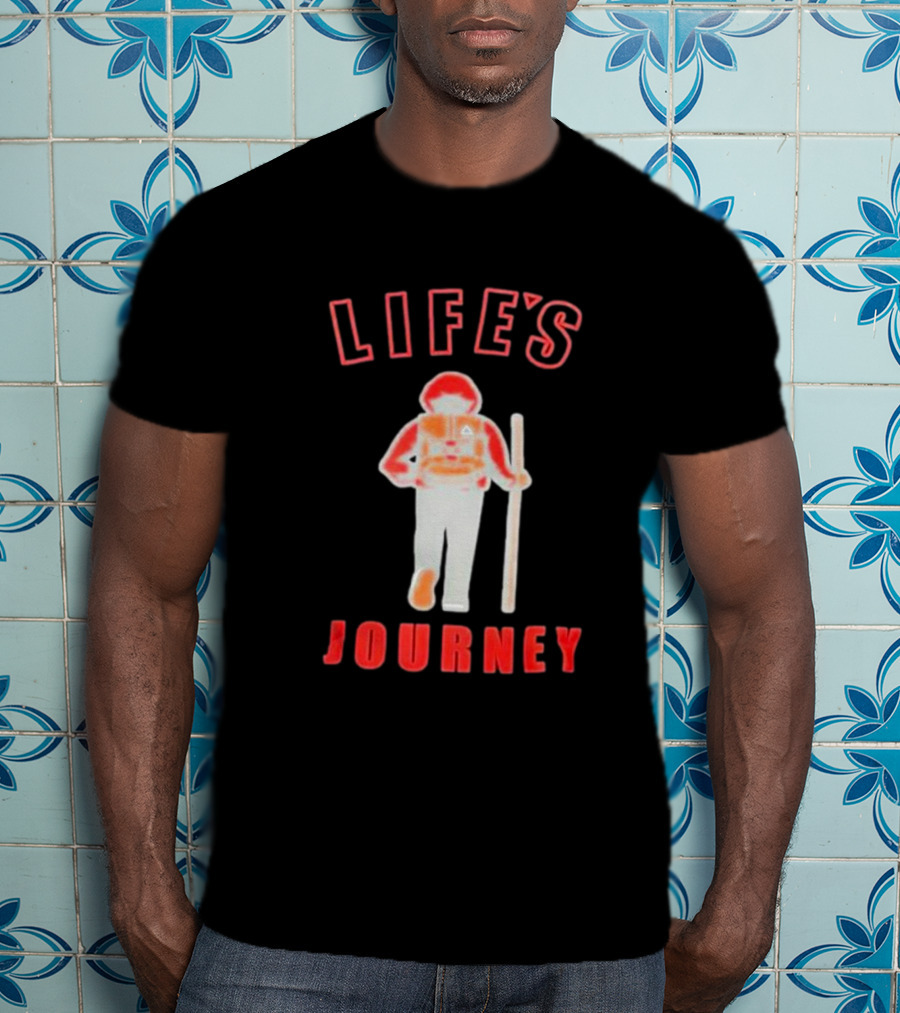 LIFE'S JOURNEY Hiker With Walking Stick T-Shirt