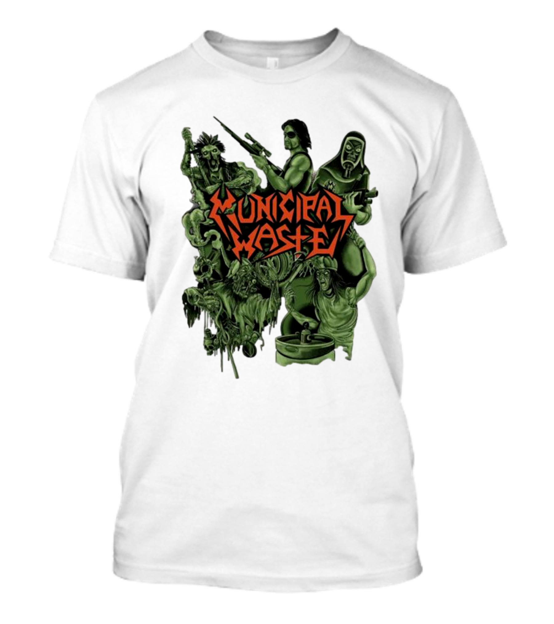 Municipal Waste Zombie Collage With Gas Masks And Weapons T-Shirt