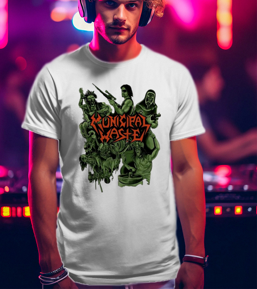 Municipal Waste Zombie Collage With Gas Masks And Weapons T-Shirt
