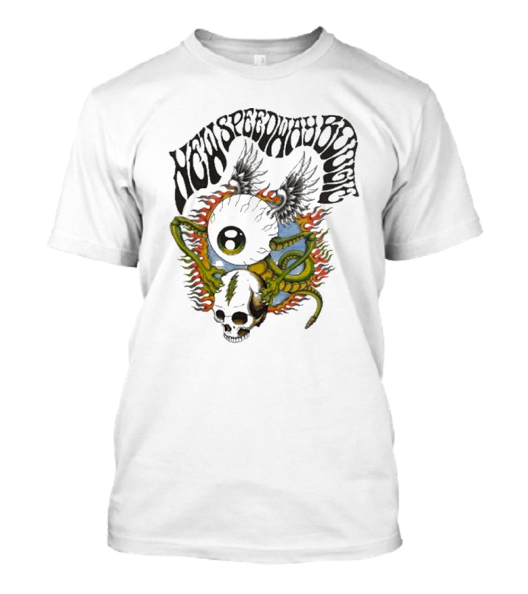 New Speedway Boogie Alan Forbes Grateful Dead Skull Fire Snake T-Shirt