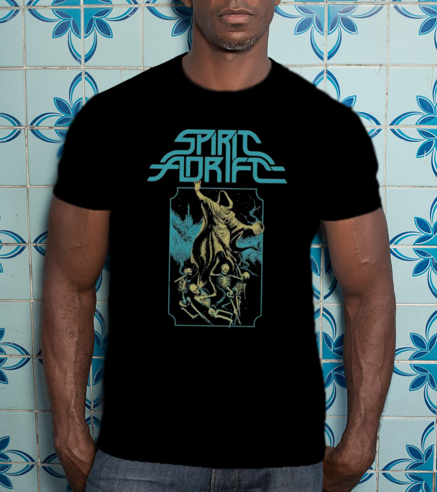 Spirit Adrift Summoner Skeleton Cloaked Figure And Dancing Skeletons T-Shirt