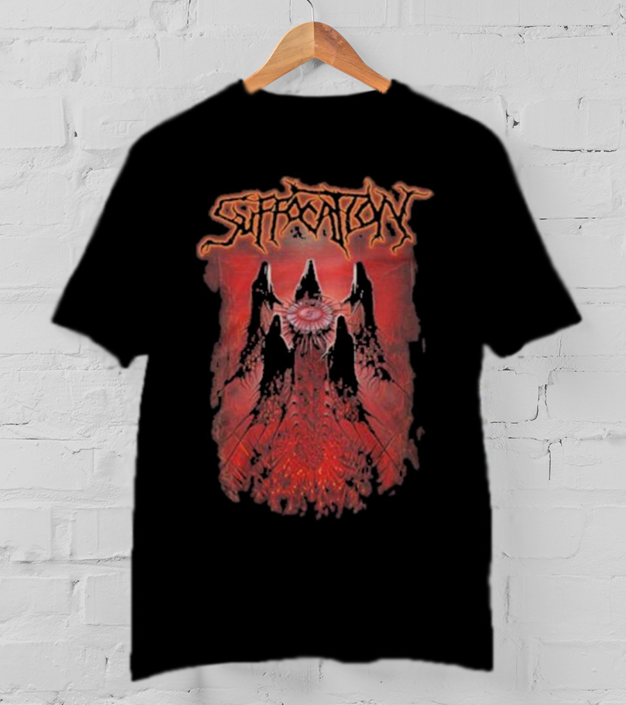 Suffocation Blood Oath Album Art Fiery Red Mountains And Eye T-Shirt