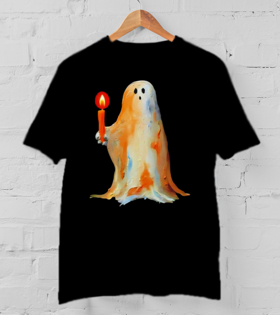 Quality Halloween Candle Holding Ghost T-Shirt