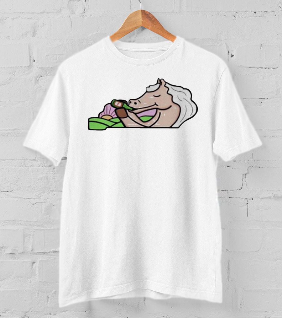 Strange Planet Kentucky Horse Relaxing With Drink T-Shirt