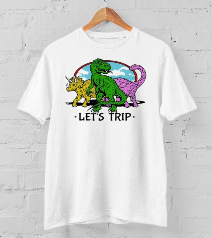 Sturniolo Let's Trip Dinosaur Colorful T-Rex Triceratops Brontosaurus Adventure T-Shirt