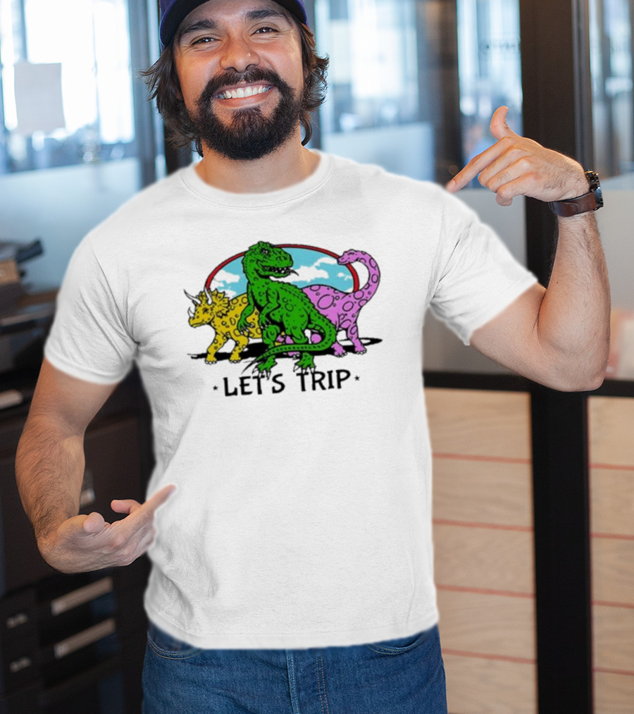 Sturniolo Let's Trip Dinosaur Colorful T-Rex Triceratops Brontosaurus Adventure T-Shirt
