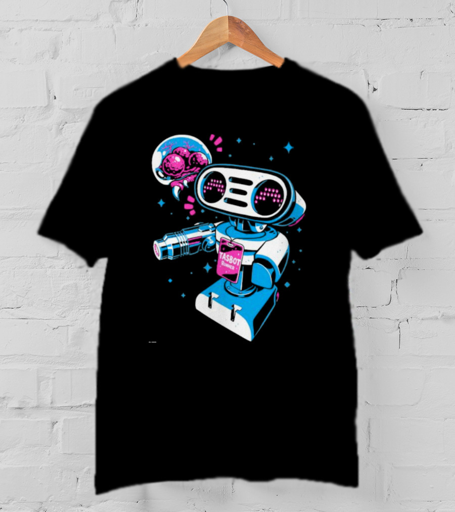 Tasbeam Tasbot Runner Robot With Alien Planet And Retro Sci-Fi Elements T-Shirt