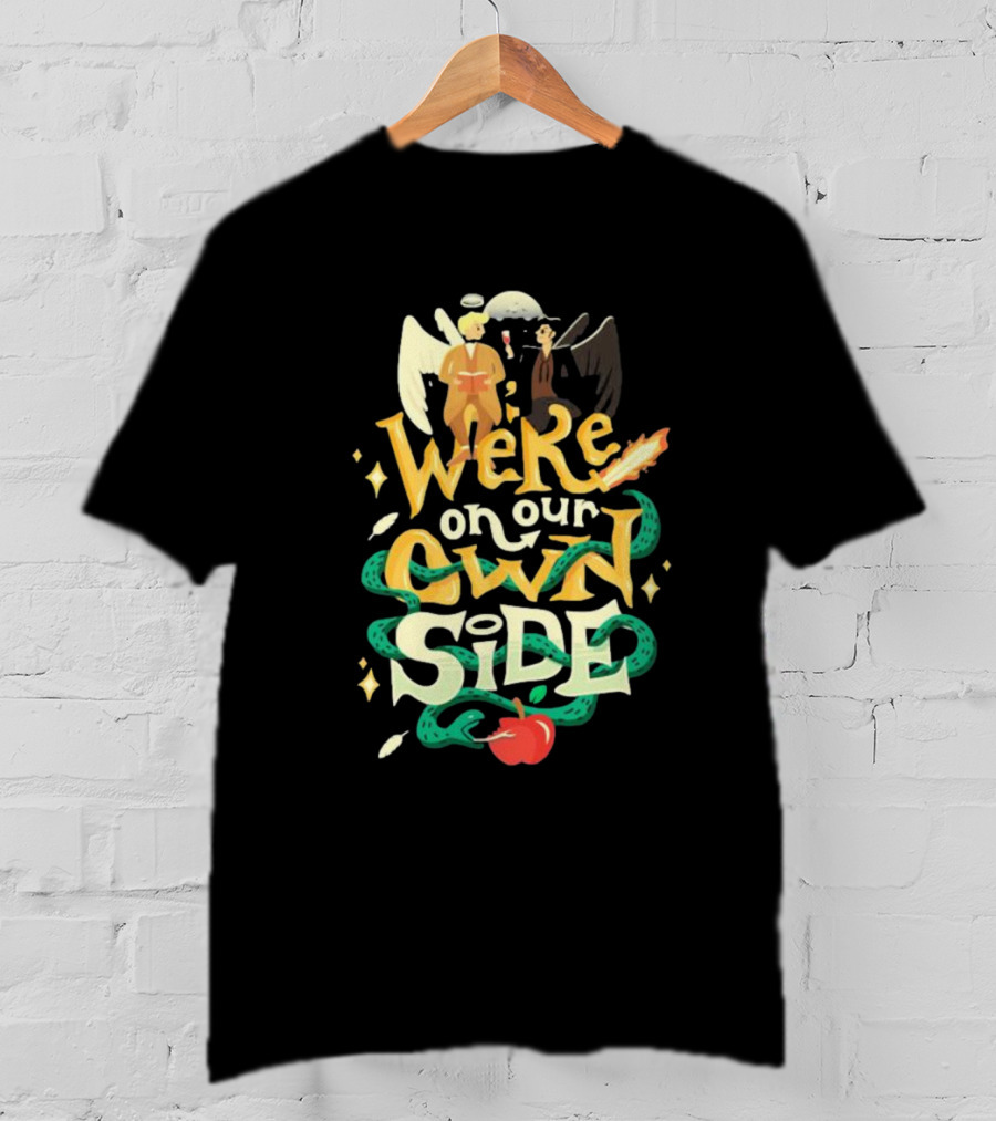 We're On Our Own Side Angel Demon Apple Serpent T-Shirt