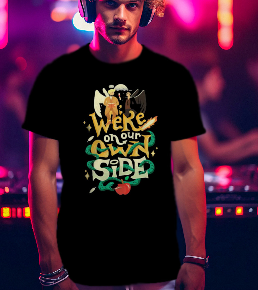 We're On Our Own Side Angel Demon Apple Serpent T-Shirt