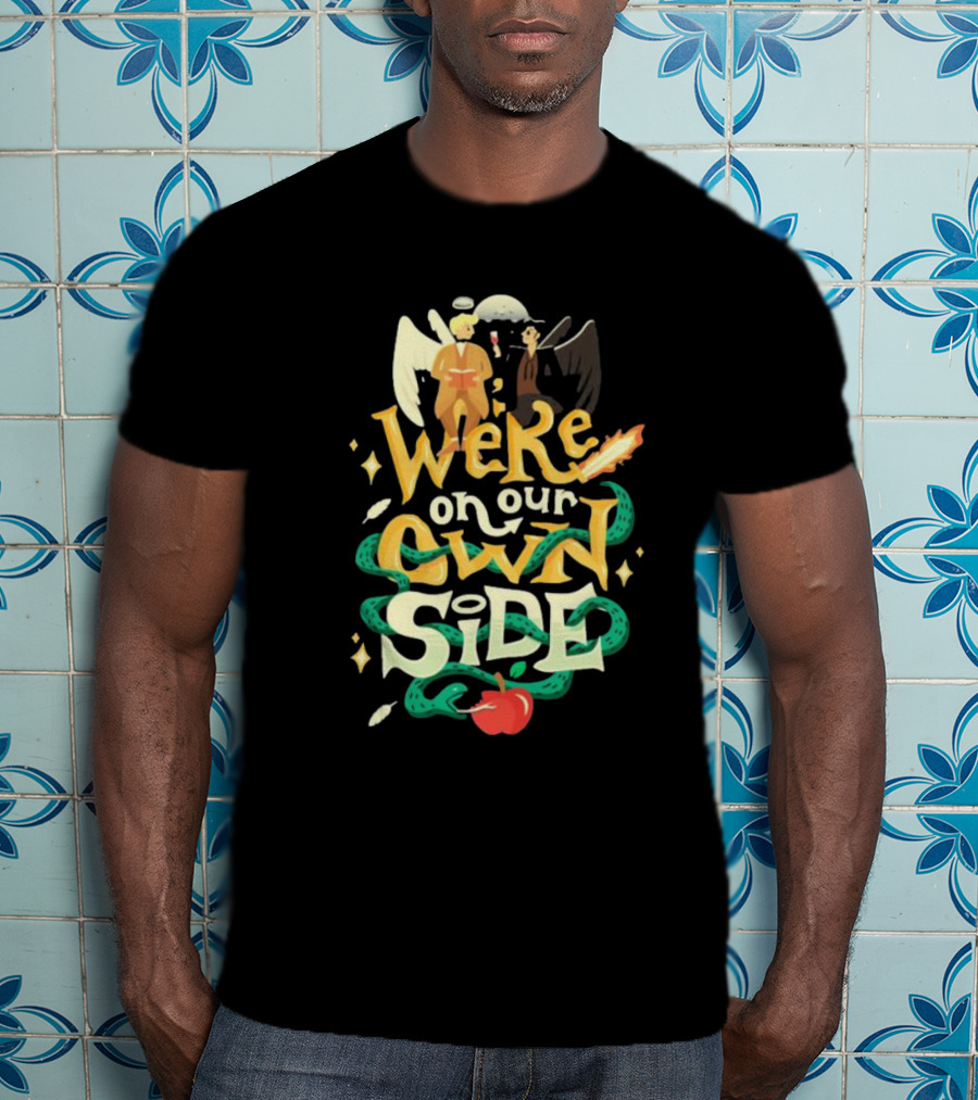 We're On Our Own Side Angel Demon Apple Serpent T-Shirt