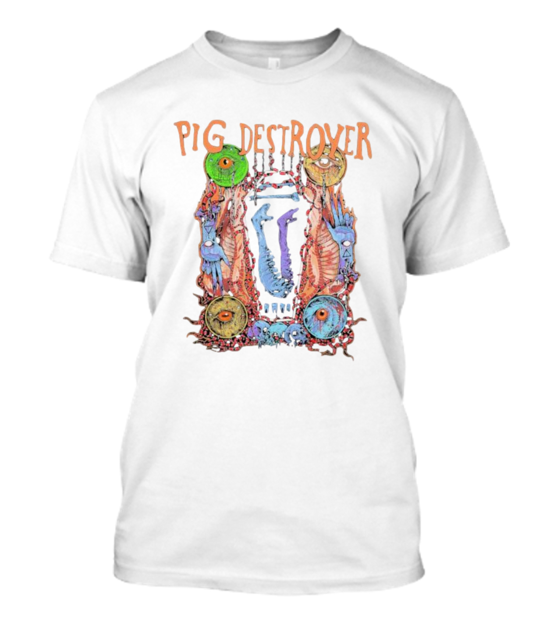 Pig Destroyer Colorful Surreal Horror Artwork With Multiple Eyes T-Shirt
