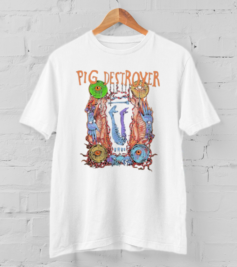 Pig Destroyer Colorful Surreal Horror Artwork With Multiple Eyes T-Shirt