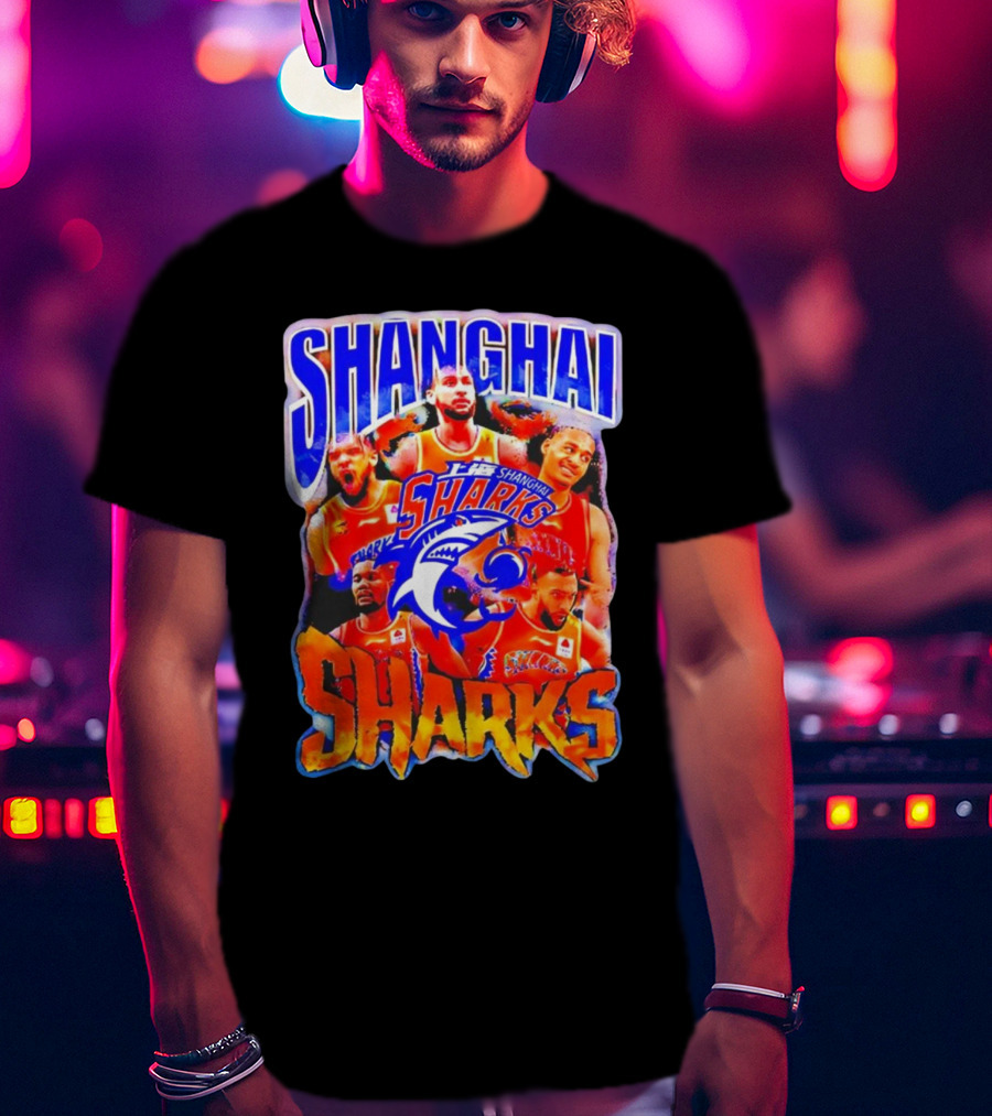Shanghai Sharks Basketball Team Players Collage T-Shirt
