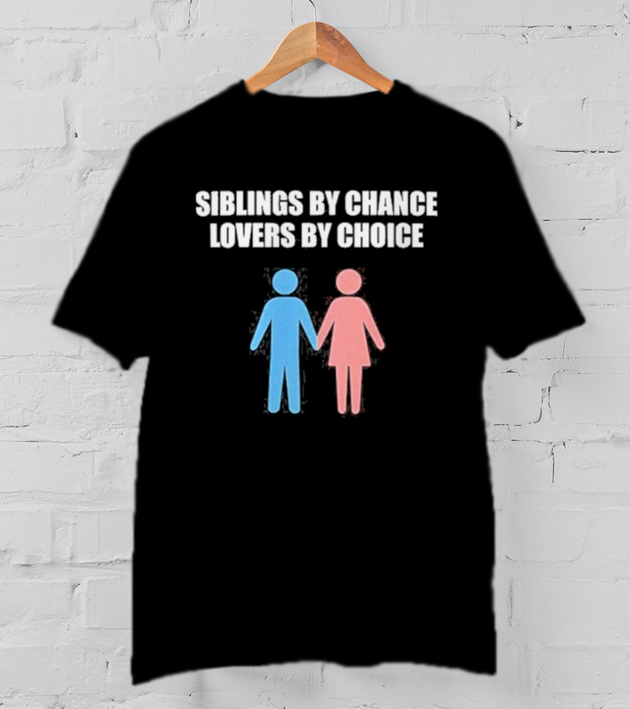 Siblings By Chance Lovers By Choice Blue Pink Stick Figures Friendship Unity T-Shirt