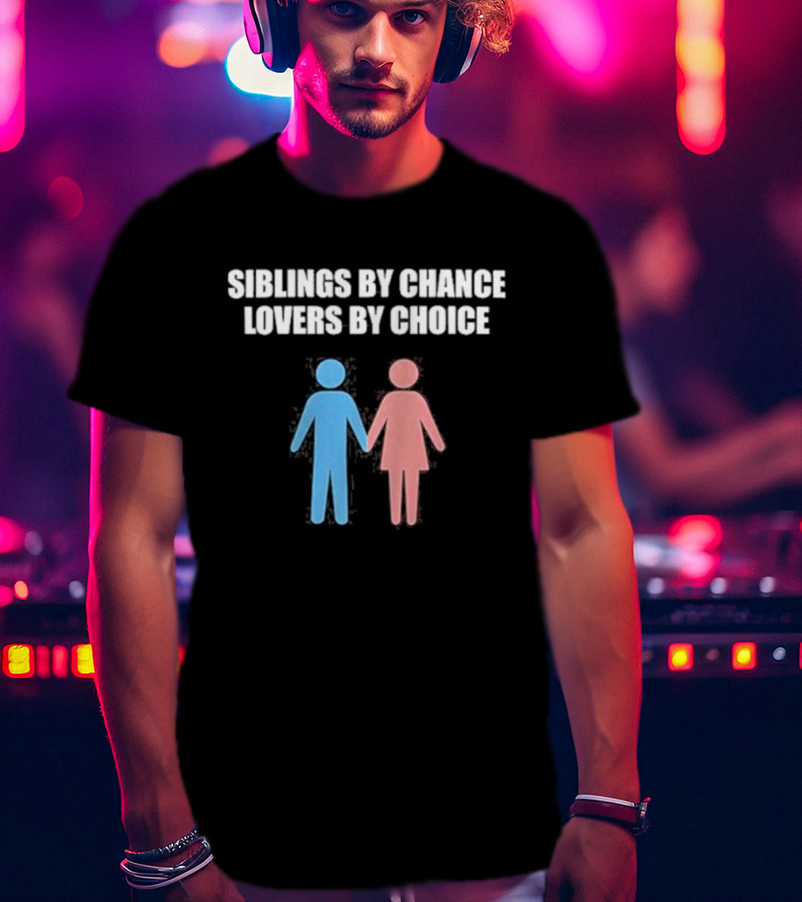 Siblings By Chance Lovers By Choice Blue Pink Stick Figures Friendship Unity T-Shirt