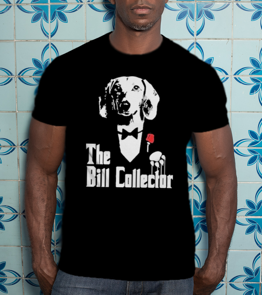 The Bill Collector Dog In Black Tie With Rose And Puppet Strings T-Shirt