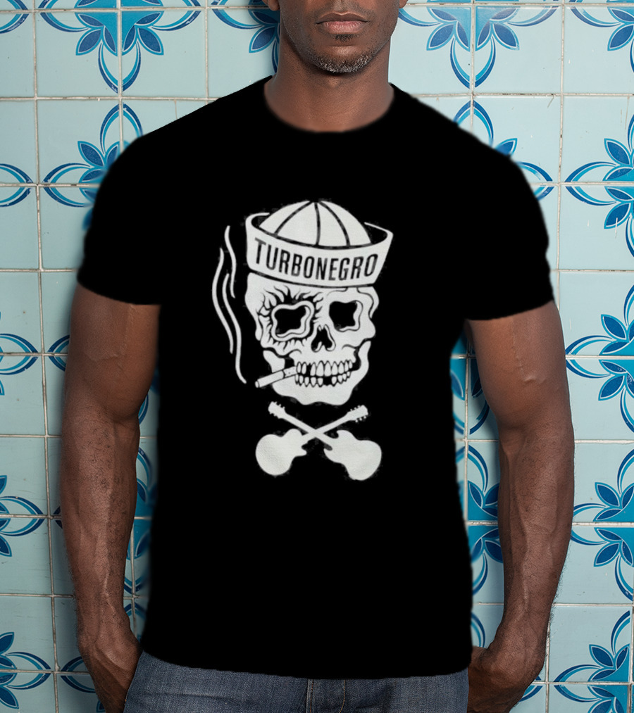 Turbonegro Sailor Skull Smoking With Crossed Guitars T-Shirt